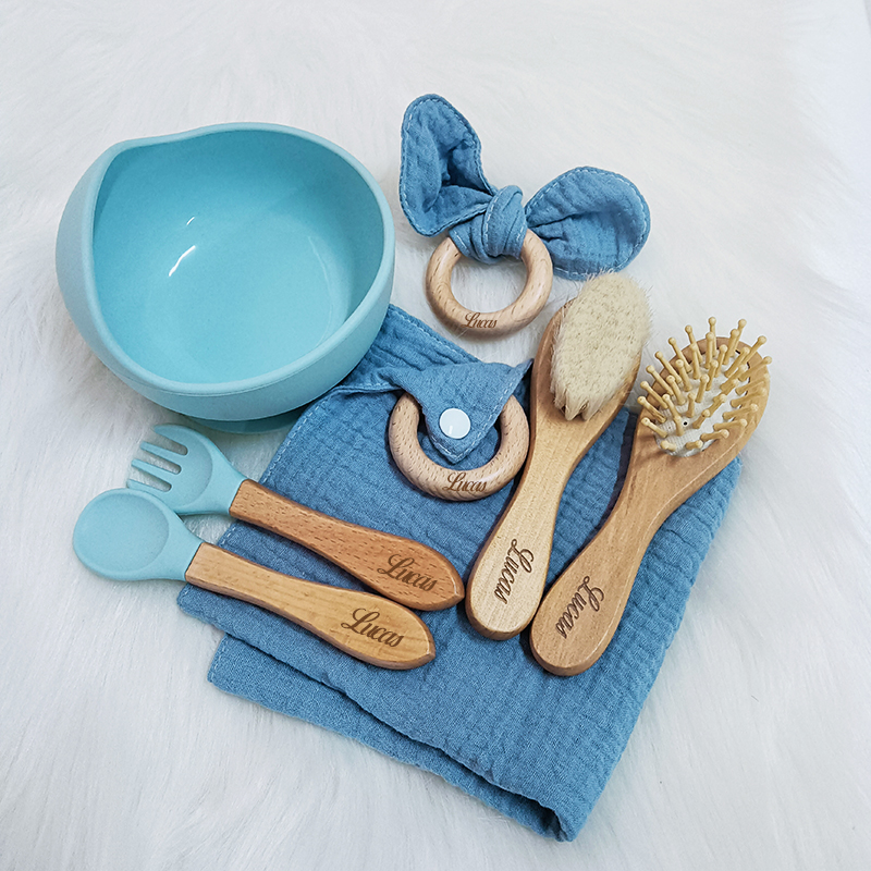 Baby Food Bowl - 7PCS/Set Personalized Name Baby Silicone Sucker