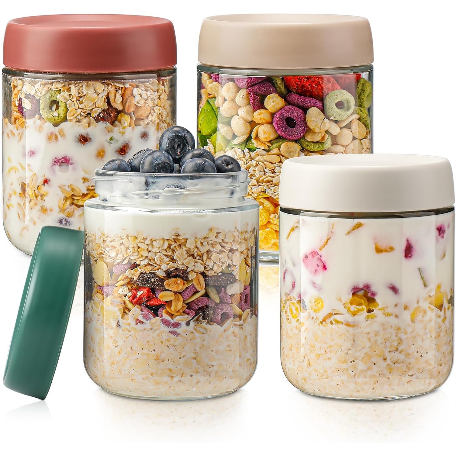 Baby Food In Jars - Glass Overnight Oats Containers with Lids,