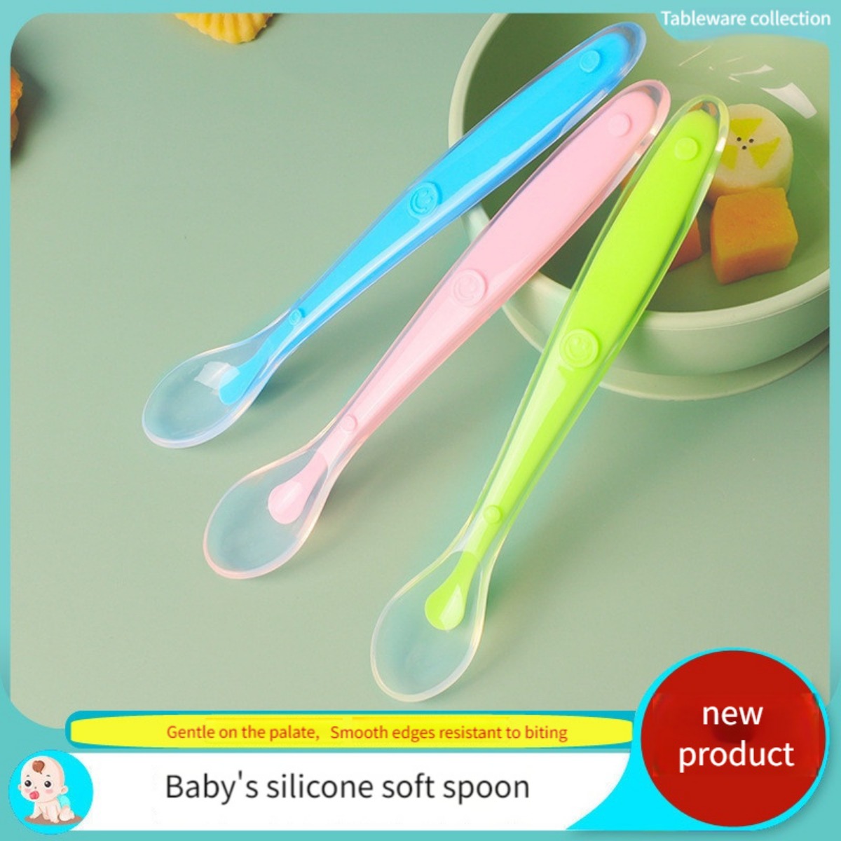Baby Food Age - Safe food-grade silicone baby spoons come