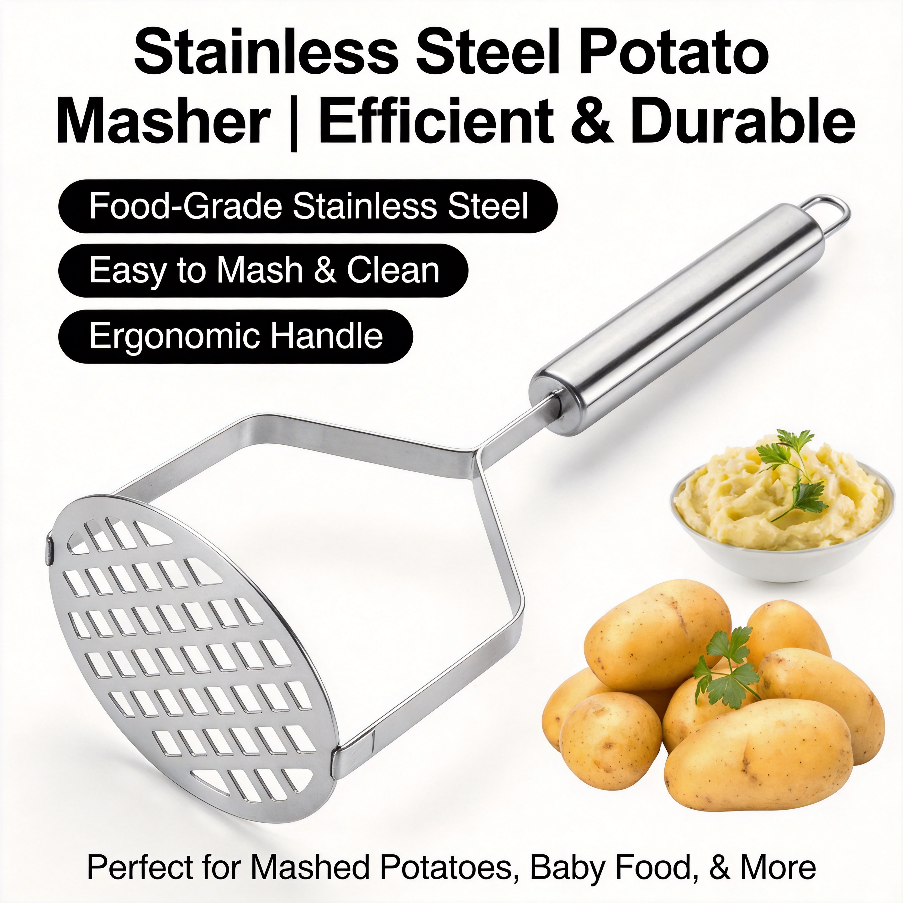 Stainless Steel Potato Masher  - Baby Food Masher ulasan dan harga