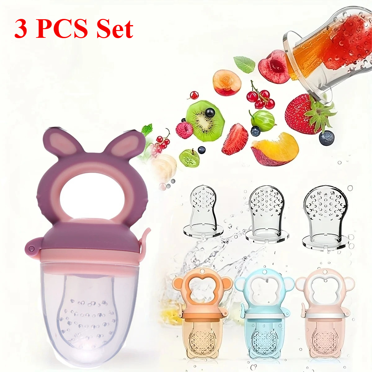 3pcs/set Rabbit-Shape Baby Fru - Mesh Feeder Bag ulasan dan harga