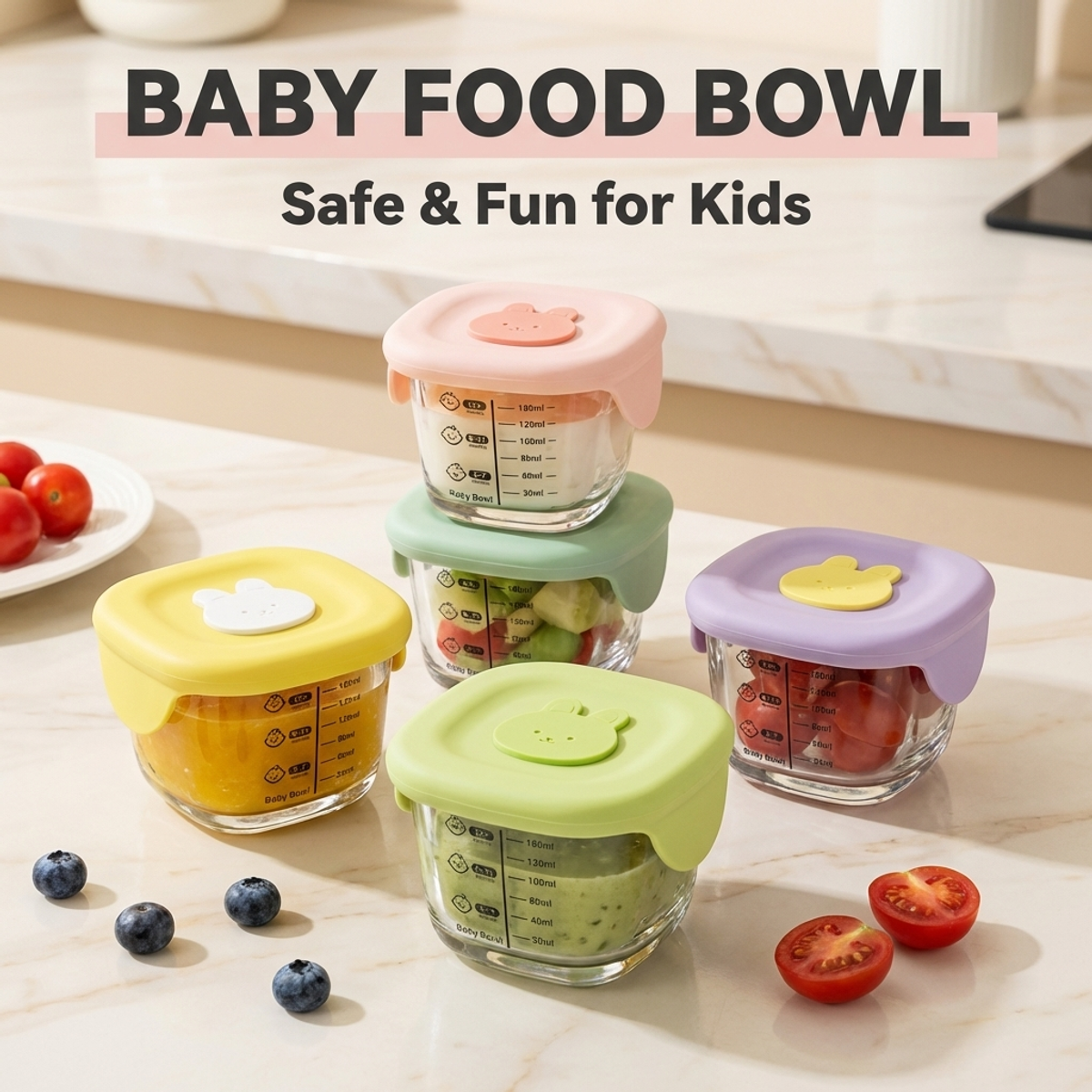 Glass Feeding Bowl with Lid–He - Baby Food Allergy Rash ulasan dan harga