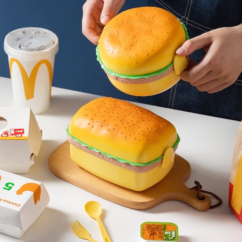 Hamburger Lunch Box Double Tie - Baby Food Container ulasan dan harga