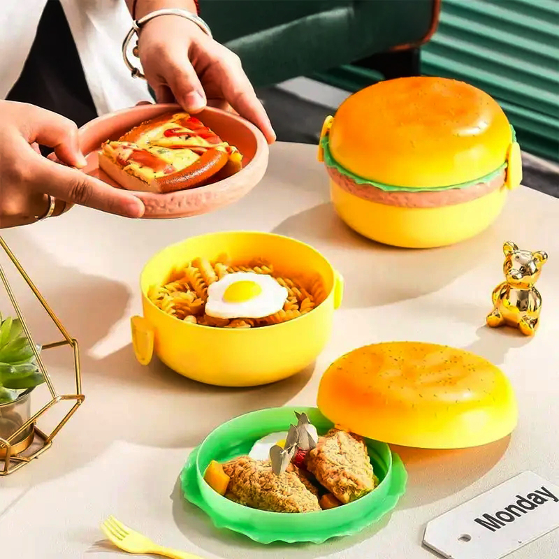 Hamburger Lunch Box Double Tie - Baby Food Container ulasan dan harga