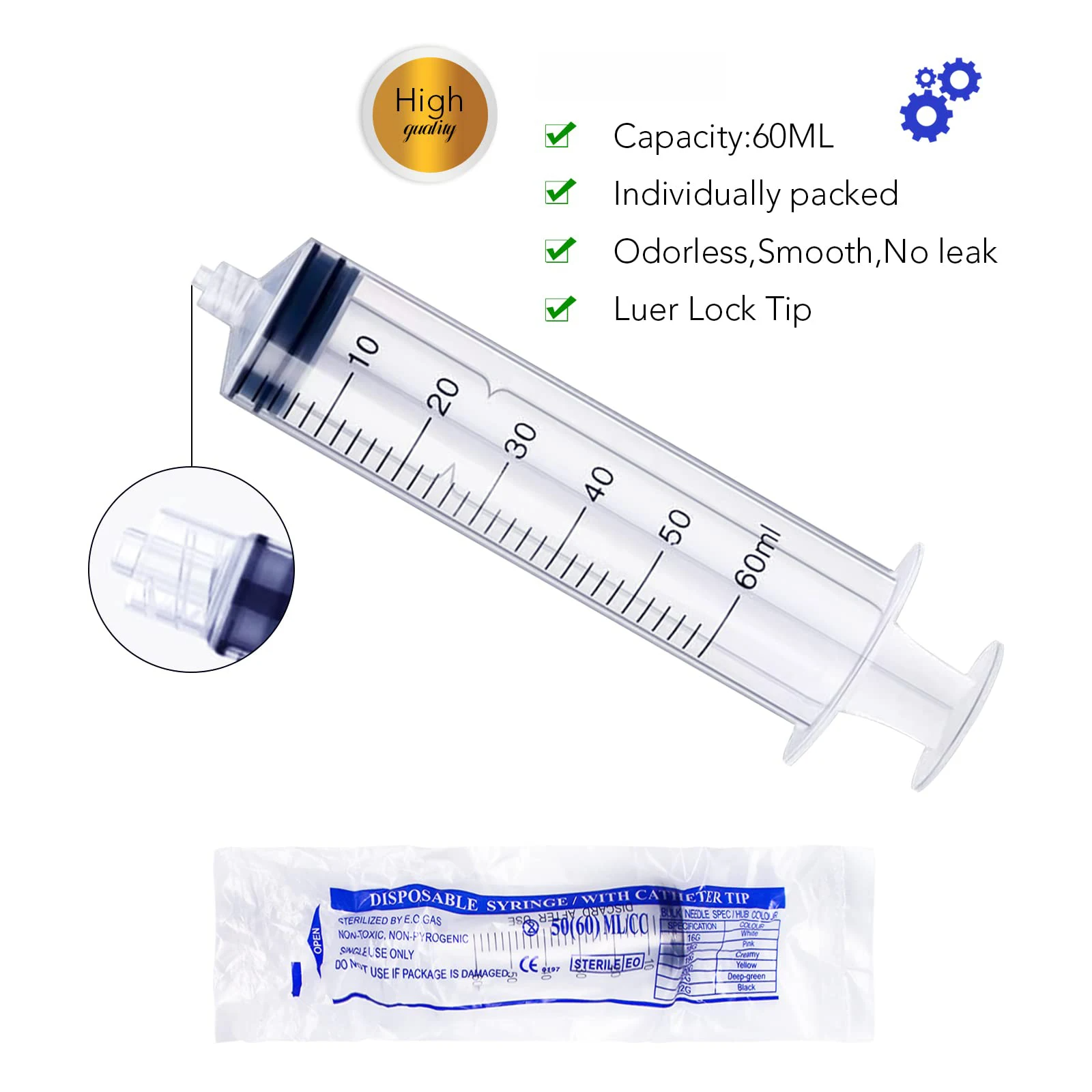 5-20Pcs 60ml Luer Lock Syringe - Baby Food Allergy Rash ulasan dan harga